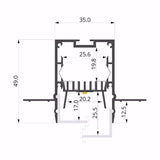 Alu profil hvid 35x49 mm til gips væg/loft, 3 meter