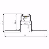 Alu profil hvid 17,8 x 31,3 mm for til gips væg/loft, 3 meter